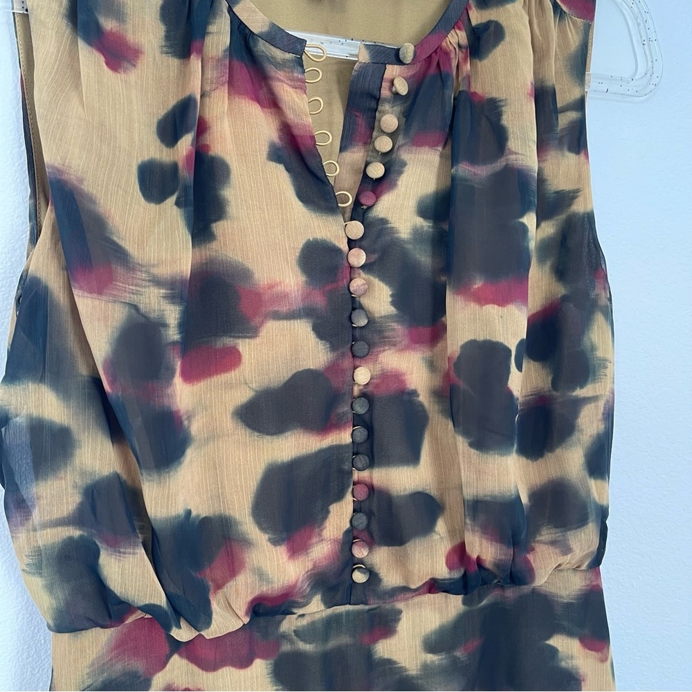 TED BAKER DRESS ELVINIA ANIMAL PRINT BUTTON UP GGT MINI DRESS BROWN. Size 2 - Picture 5 of 12